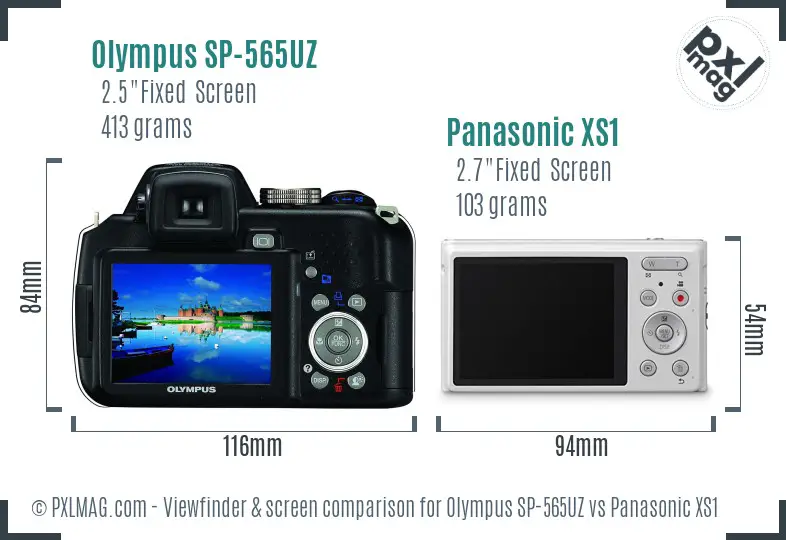 Olympus SP-565UZ vs Panasonic XS1 Screen and Viewfinder comparison