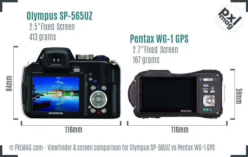 Olympus SP-565UZ vs Pentax WG-1 GPS Screen and Viewfinder comparison