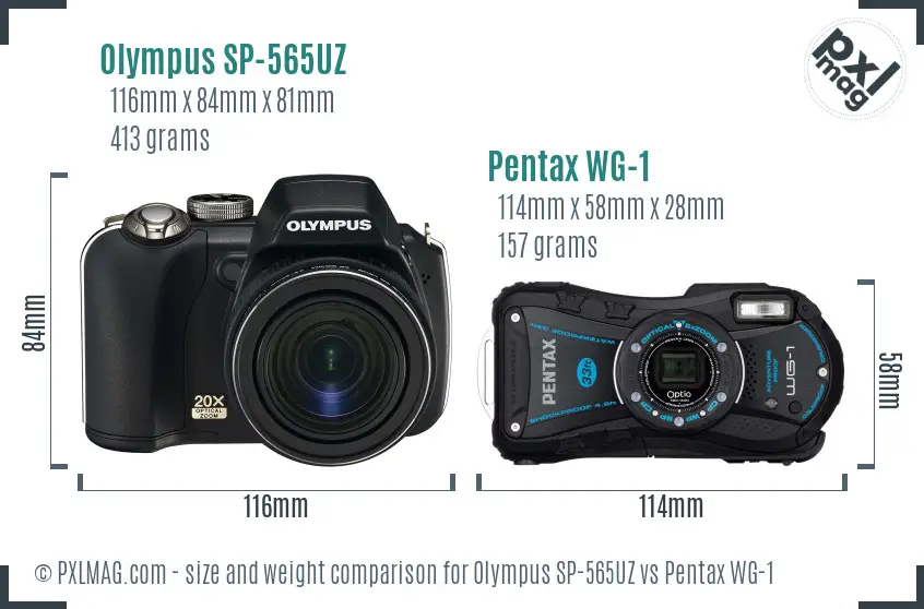 Olympus SP-565UZ vs Pentax WG-1 size comparison
