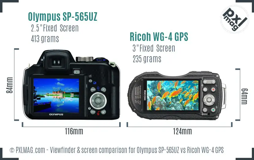 Olympus SP-565UZ vs Ricoh WG-4 GPS Screen and Viewfinder comparison Olympus SP-565UZ vs Ricoh WG-4 GPS Screen and Viewfinder comparison