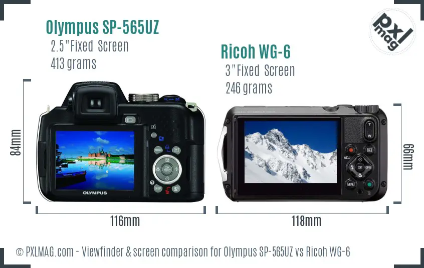 Olympus SP-565UZ vs Ricoh WG-6 Screen and Viewfinder comparison