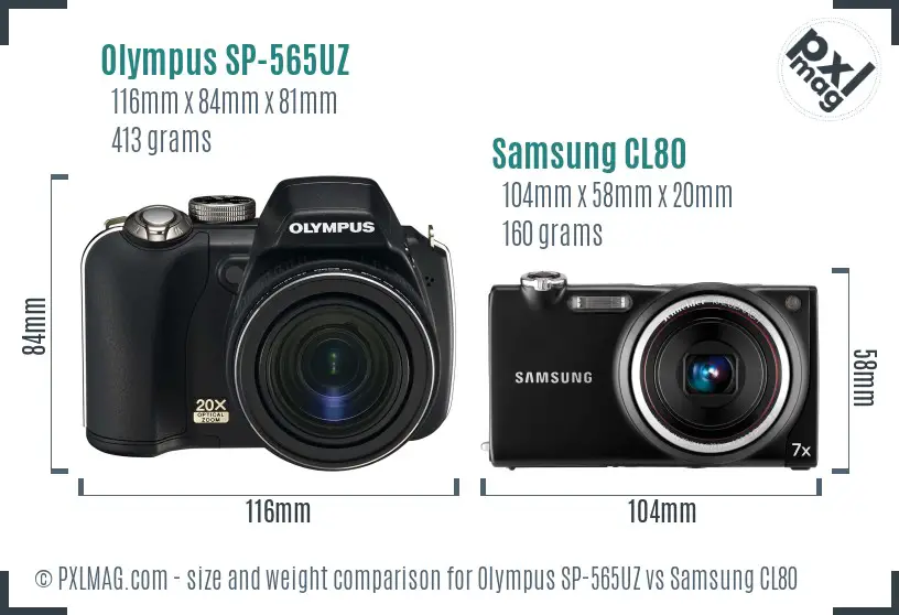 Olympus SP-565UZ vs Samsung CL80 size comparison Olympus SP-565UZ vs Samsung CL80 size comparison