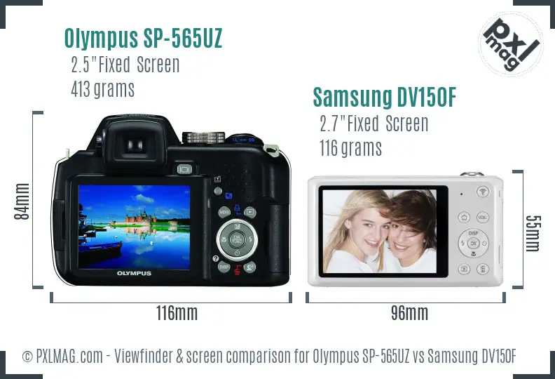 Olympus SP-565UZ vs Samsung DV150F Screen and Viewfinder comparison Olympus SP-565UZ vs Samsung DV150F Screen and Viewfinder comparison