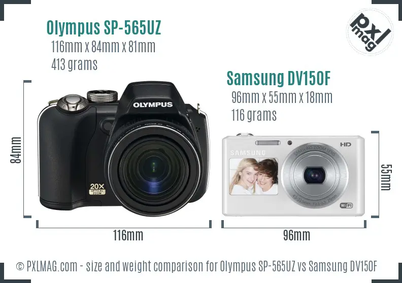 Olympus SP-565UZ vs Samsung DV150F size comparison Olympus SP-565UZ vs Samsung DV150F size comparison