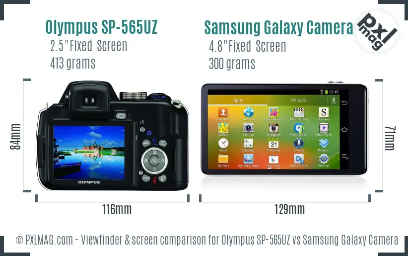 Olympus SP-565UZ vs Samsung Galaxy Camera Screen and Viewfinder comparison Olympus SP-565UZ vs Samsung Galaxy Camera Screen and Viewfinder comparison