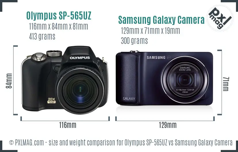 Olympus SP-565UZ vs Samsung Galaxy Camera size comparison Olympus SP-565UZ vs Samsung Galaxy Camera size comparison