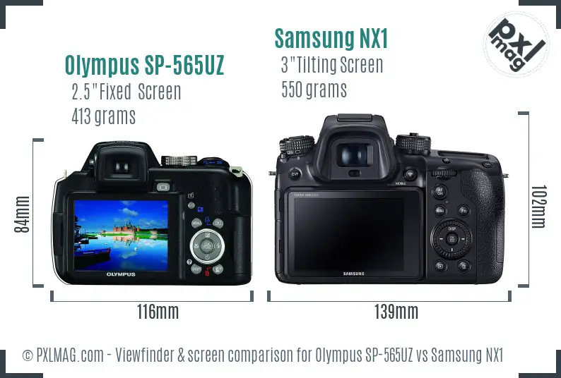 Olympus SP-565UZ vs Samsung NX1 Screen and Viewfinder comparison