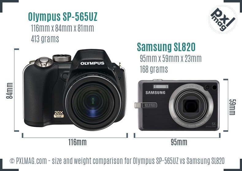 Olympus SP-565UZ vs Samsung SL820 size comparison Olympus SP-565UZ vs Samsung SL820 size comparison