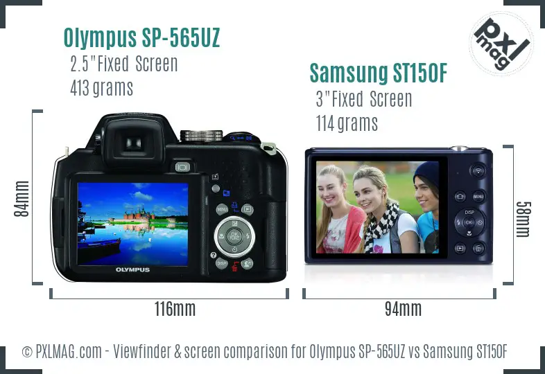 Olympus SP-565UZ vs Samsung ST150F Screen and Viewfinder comparison Olympus SP-565UZ vs Samsung ST150F Screen and Viewfinder comparison