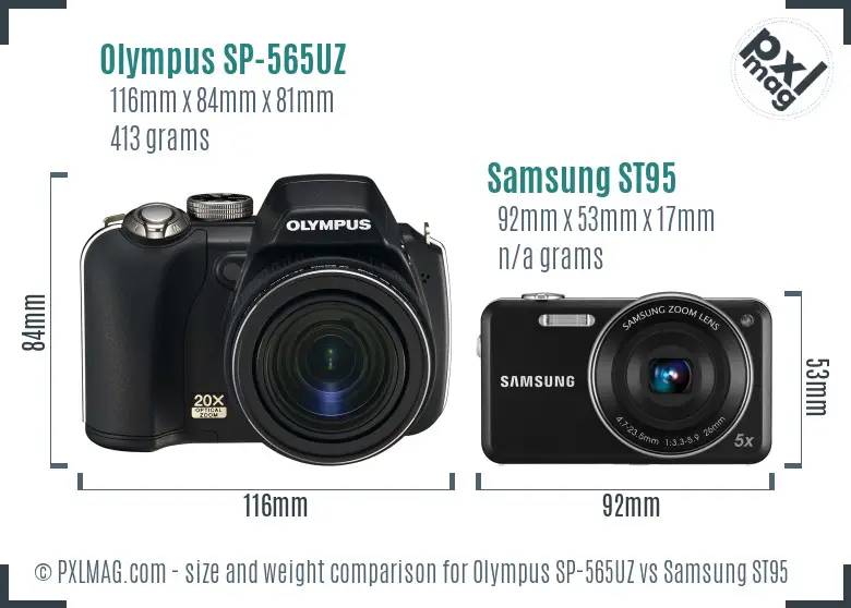 Olympus SP-565UZ vs Samsung ST95 size comparison