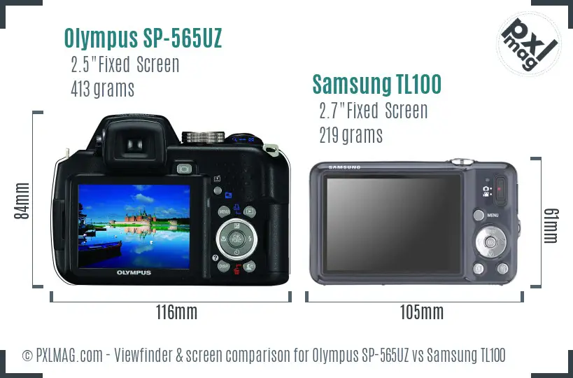 Olympus SP-565UZ vs Samsung TL100 Screen and Viewfinder comparison Olympus SP-565UZ vs Samsung TL100 Screen and Viewfinder comparison