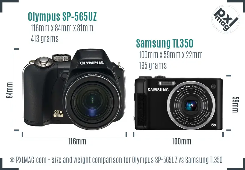 Olympus SP-565UZ vs Samsung TL350 size comparison Olympus SP-565UZ vs Samsung TL350 size comparison