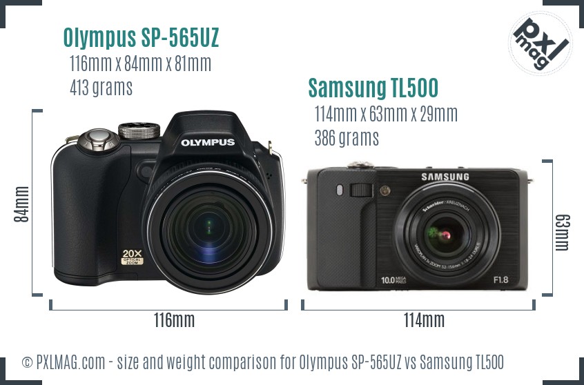 Olympus SP-565UZ vs Samsung TL500 size comparison Olympus SP-565UZ vs Samsung TL500 size comparison