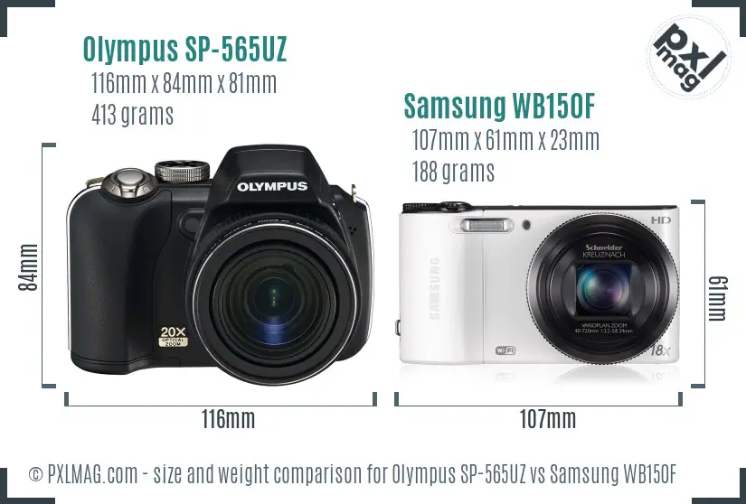 Olympus SP-565UZ vs Samsung WB150F size comparison Olympus SP-565UZ vs Samsung WB150F size comparison