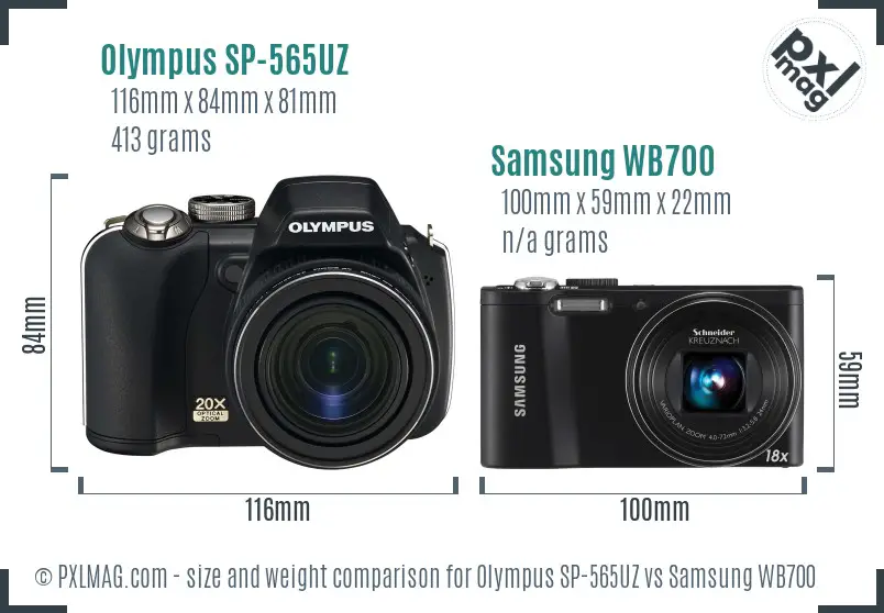 Olympus SP-565UZ vs Samsung WB700 size comparison