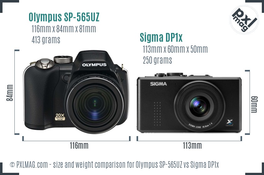 Olympus SP-565UZ vs Sigma DP1x size comparison