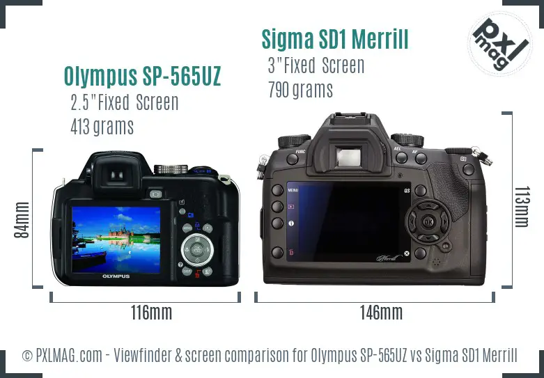 Olympus SP-565UZ vs Sigma SD1 Merrill Screen and Viewfinder comparison