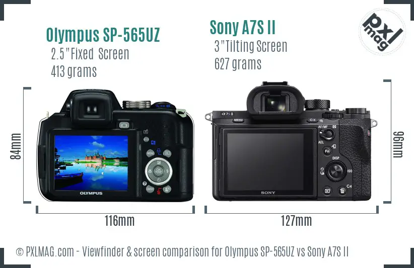 Olympus SP-565UZ vs Sony A7S II Screen and Viewfinder comparison