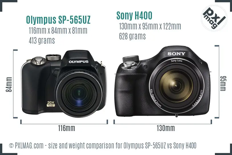 Olympus SP-565UZ vs Sony H400 size comparison