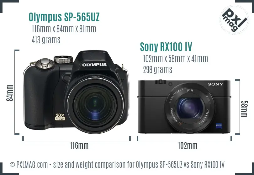 Olympus SP-565UZ vs Sony RX100 IV size comparison