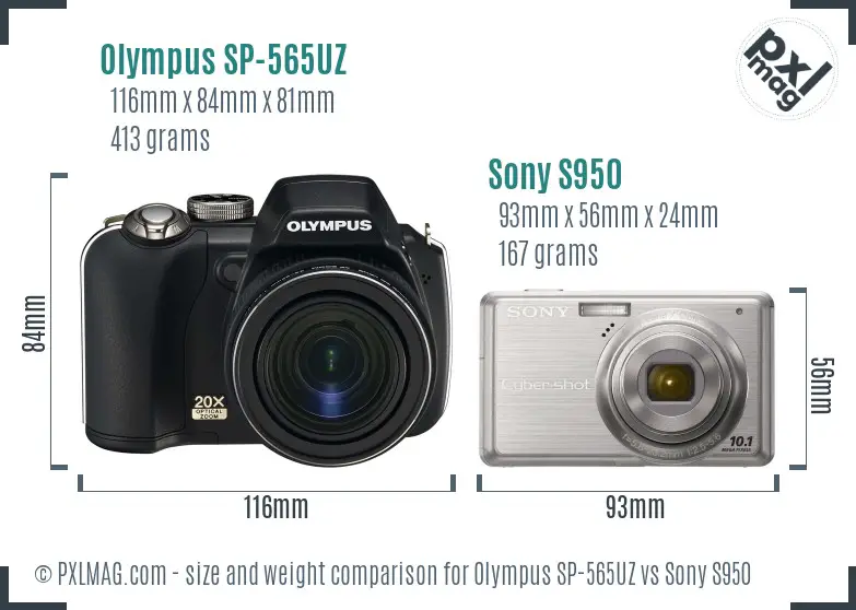 Olympus SP-565UZ vs Sony S950 size comparison