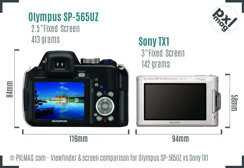 Olympus SP-565UZ vs Sony TX1 Screen and Viewfinder comparison Olympus SP-565UZ vs Sony TX1 Screen and Viewfinder comparison