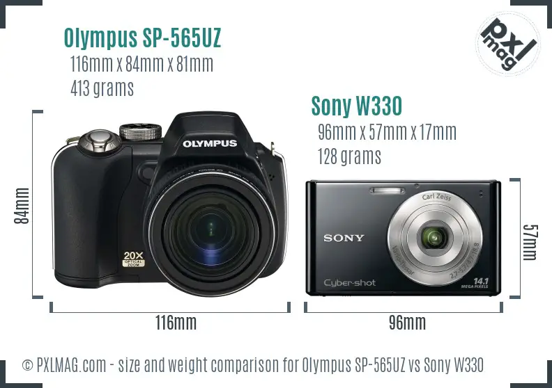 Olympus SP-565UZ vs Sony W330 size comparison