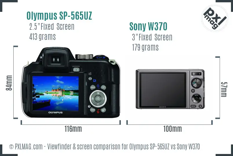 Olympus SP-565UZ vs Sony W370 Screen and Viewfinder comparison Olympus SP-565UZ vs Sony W370 Screen and Viewfinder comparison