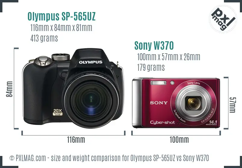 Olympus SP-565UZ vs Sony W370 size comparison Olympus SP-565UZ vs Sony W370 size comparison