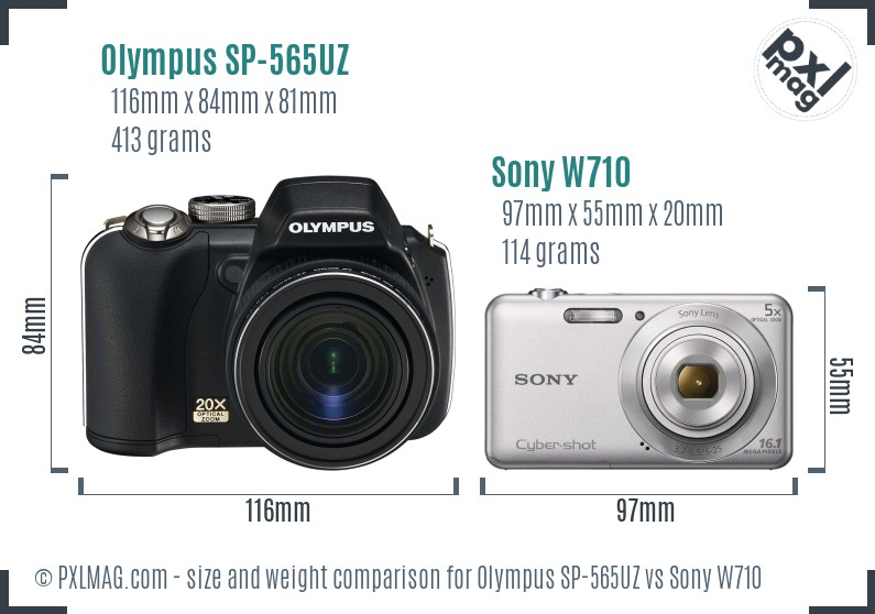 Olympus SP-565UZ vs Sony W710 size comparison Olympus SP-565UZ vs Sony W710 size comparison