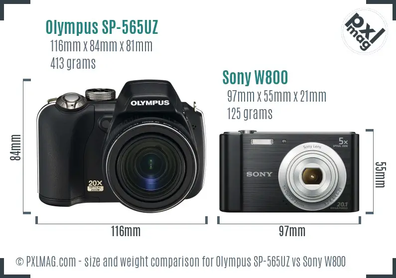 Olympus SP-565UZ vs Sony W800 size comparison