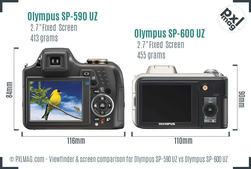 Olympus SP-590 UZ vs Olympus SP-600 UZ Screen and Viewfinder comparison