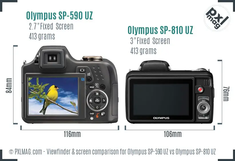 Olympus SP-590 UZ vs Olympus SP-810 UZ Screen and Viewfinder comparison