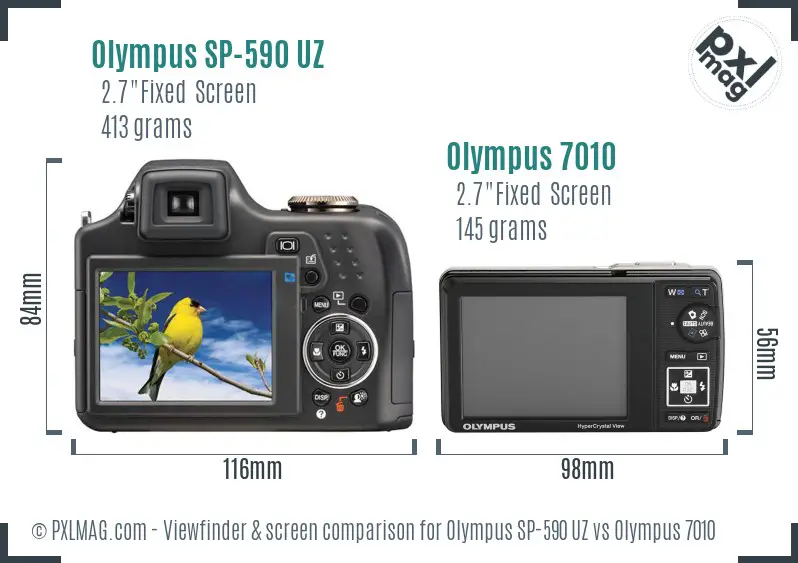 Olympus SP-590 UZ vs Olympus 7010 Screen and Viewfinder comparison