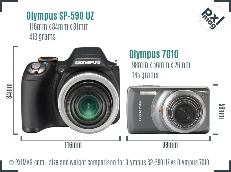 Olympus SP-590 UZ vs Olympus 7010 size comparison