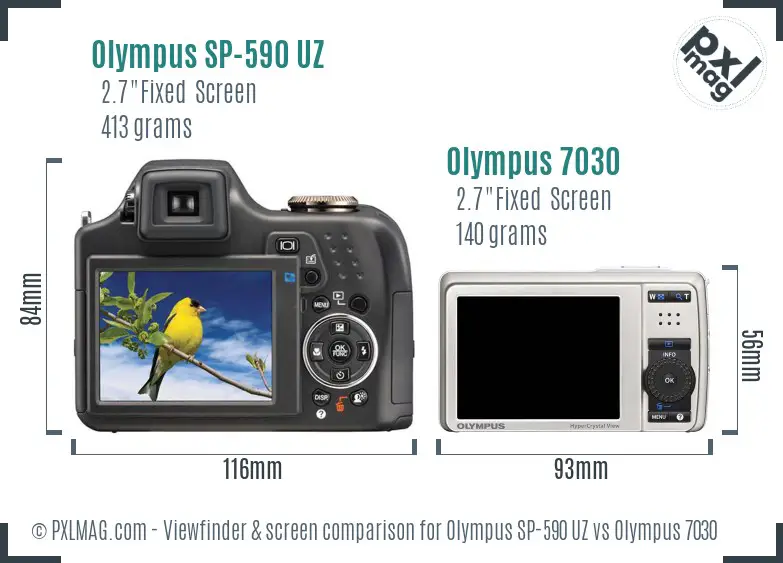Olympus SP-590 UZ vs Olympus 7030 Screen and Viewfinder comparison