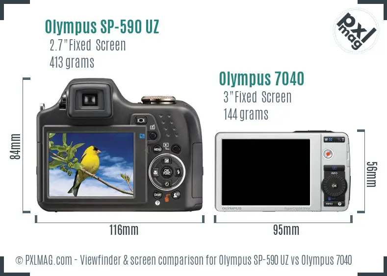Olympus SP-590 UZ vs Olympus 7040 Screen and Viewfinder comparison