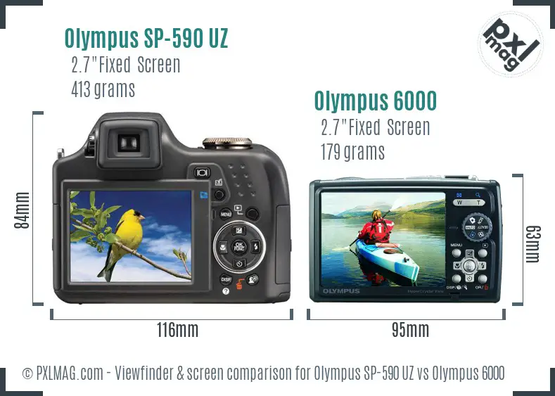 Olympus SP-590 UZ vs Olympus 6000 Screen and Viewfinder comparison