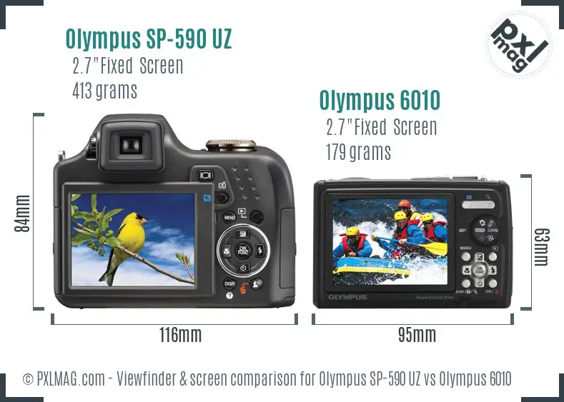 Olympus SP-590 UZ vs Olympus 6010 Screen and Viewfinder comparison