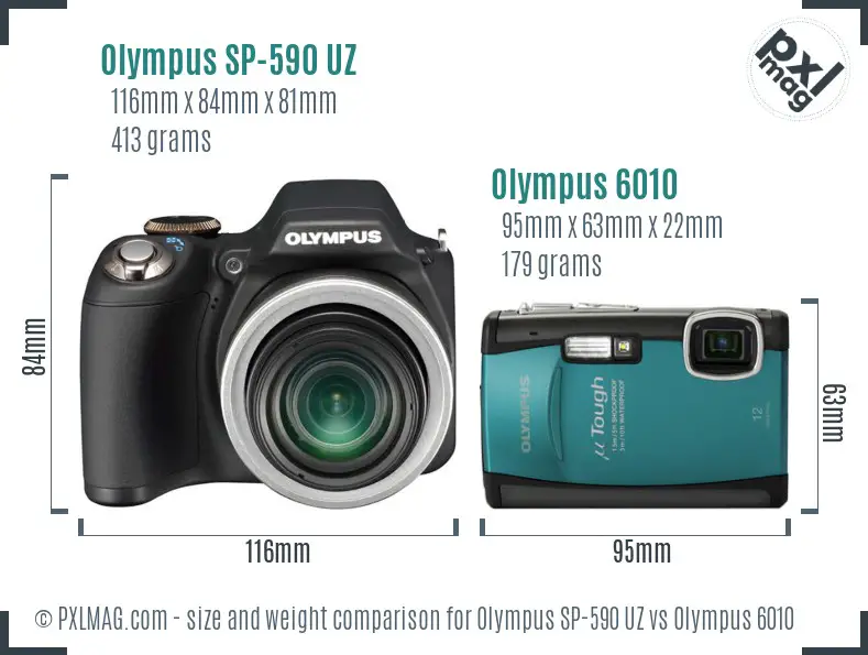 Olympus SP-590 UZ vs Olympus 6010 size comparison