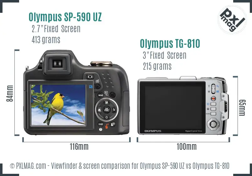 Olympus SP-590 UZ vs Olympus TG-810 Screen and Viewfinder comparison