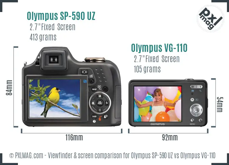 Olympus SP-590 UZ vs Olympus VG-110 Screen and Viewfinder comparison