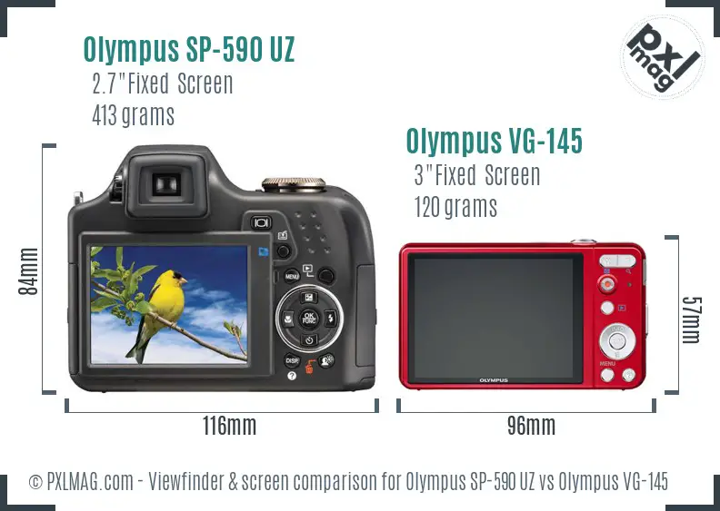 Olympus SP-590 UZ vs Olympus VG-145 Screen and Viewfinder comparison