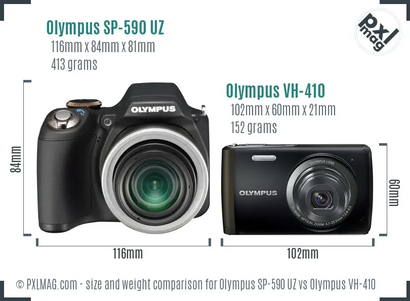 Olympus SP-590 UZ vs Olympus VH-410 size comparison