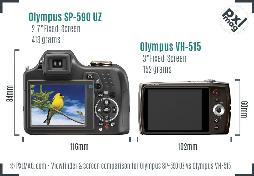 Olympus SP-590 UZ vs Olympus VH-515 Screen and Viewfinder comparison