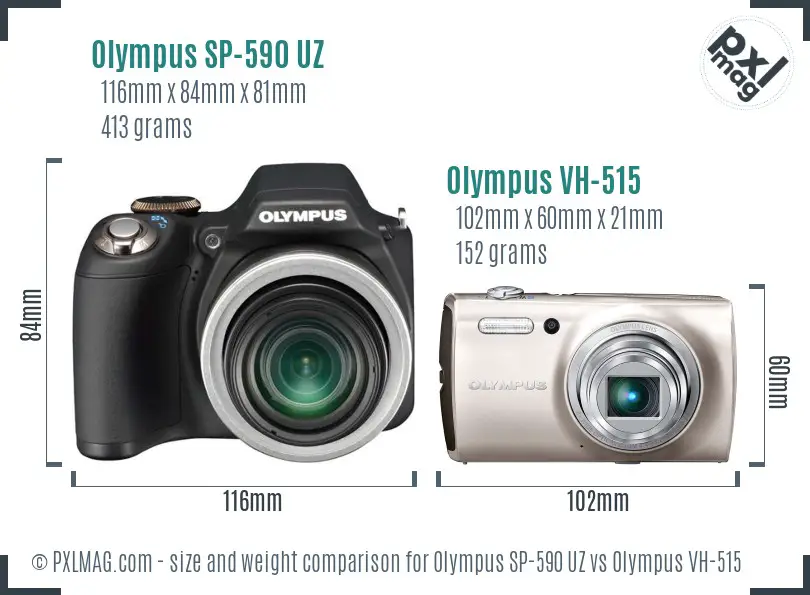 Olympus SP-590 UZ vs Olympus VH-515 size comparison