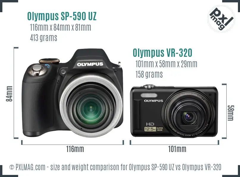 Olympus SP-590 UZ vs Olympus VR-320 size comparison