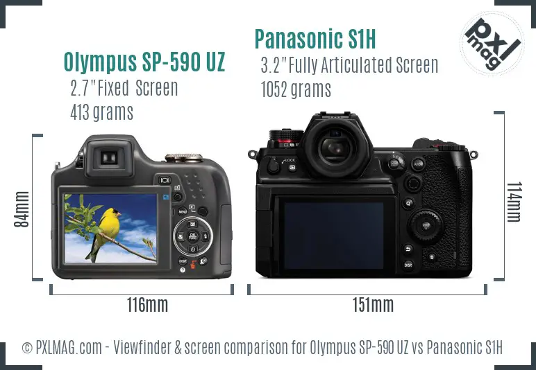 Olympus SP-590 UZ vs Panasonic S1H Screen and Viewfinder comparison