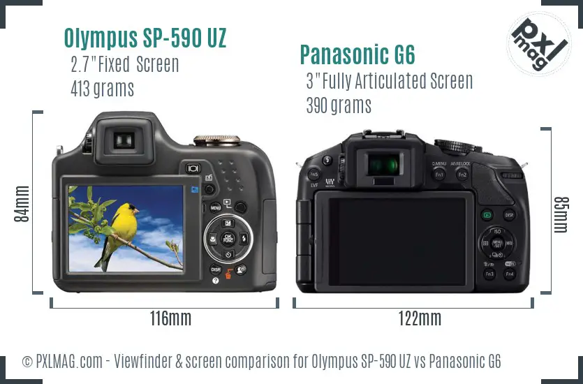 Olympus SP-590 UZ vs Panasonic G6 Screen and Viewfinder comparison