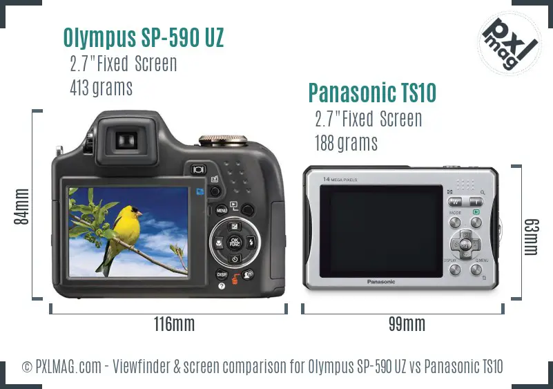 Olympus SP-590 UZ vs Panasonic TS10 Screen and Viewfinder comparison